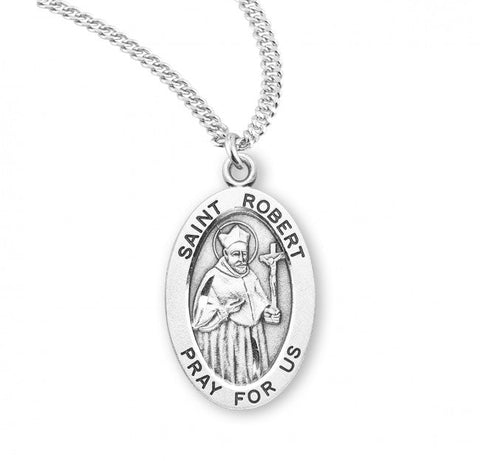 St. Robert Pendant Oval Sterling Silver with Chain