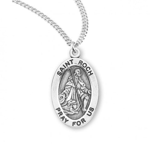 St. Roch Pendant Oval Sterling Silver with Chain