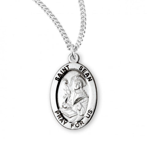 St. Sean Pendant Oval Sterling Silver with Chain