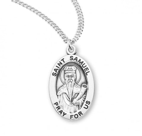 St. Samuel Pendant Oval Sterling Silver with Chain