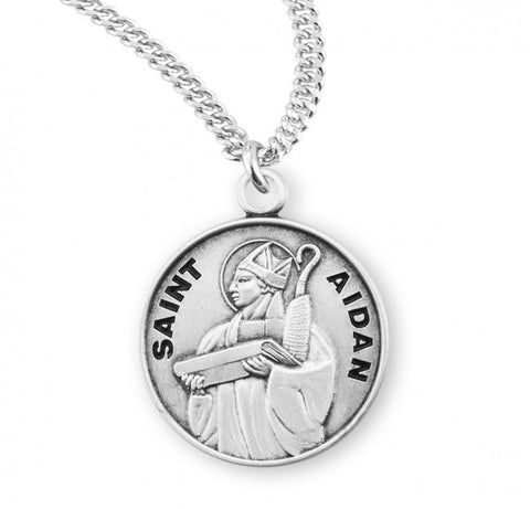 St. Aidan Medal Round Sterling Silver with Chain
