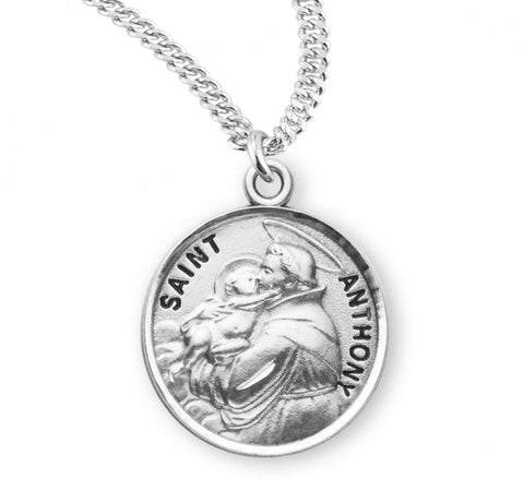 St. Anthony Medal Round Sterling Silver with Chain