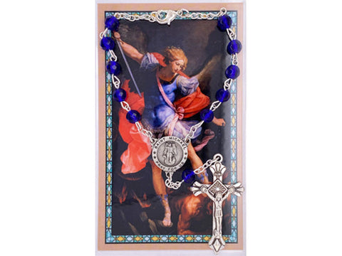 St. Michael Auto Rosary with Prayer Card Set