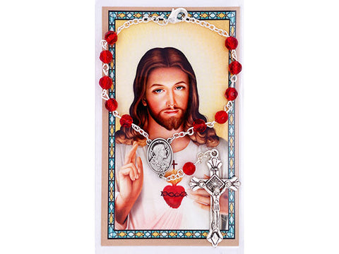 Sacred Heart Auto Rosary and Prayer Card Set