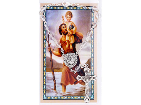 St. Christopher Auto Rosary Prayer Card Set