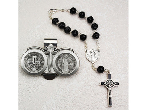St. Benedict Auto Rosary with Visor Clip