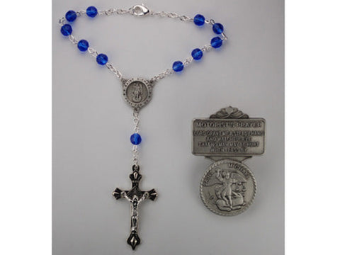 St. Michael Auto Rosary with Visor Set