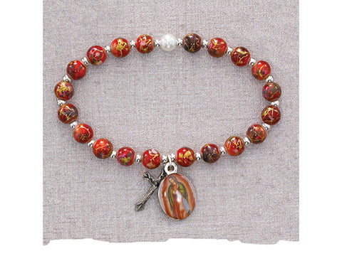 Red Our Lady Guadalupe Stretch Bracelet