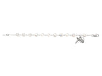 6 1/2" Sterling Silver Crystal Pearl Bracelet