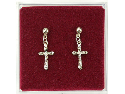 Rhodium Crucifix Earrings - Design 1