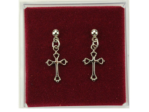 Rhodium Cross Earrings - Design 4