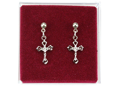 Rhodium Crucifix Earrings - Design 3