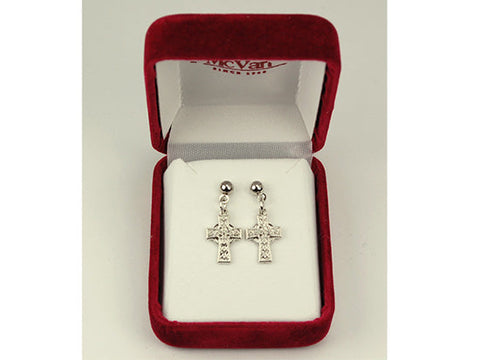 Rhodium Celtic Cross Earrings