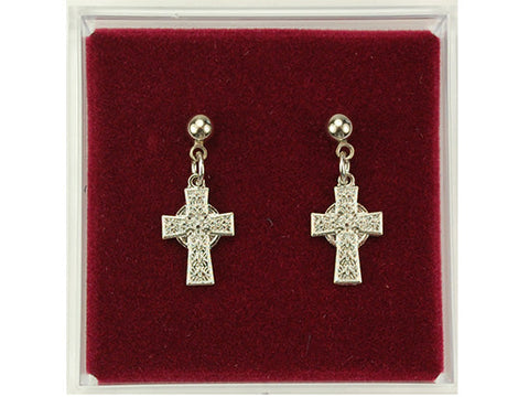 Rhodium Celtic Cross Earrings Design