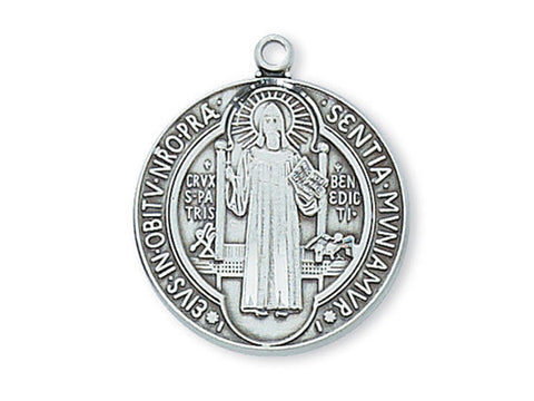 Sterling Silver St. Benedict with 24" Chain and Box"