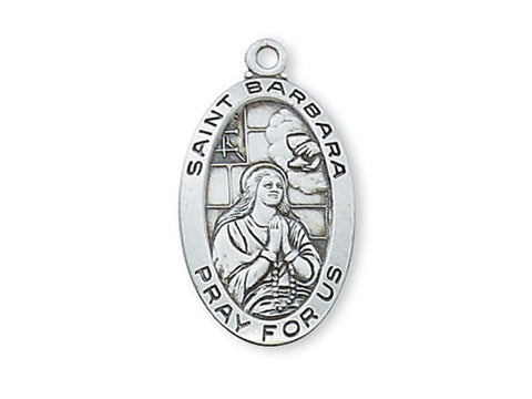 Sterling Silver St. Barbara with 18" Chain and Box