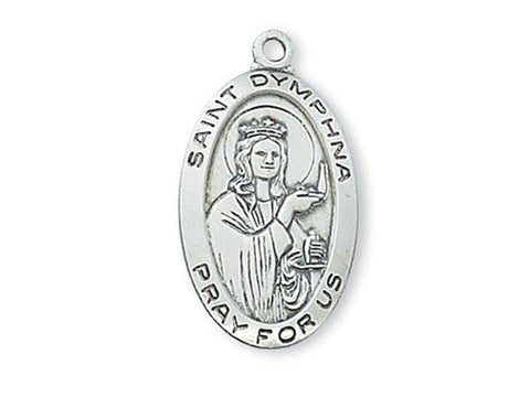 Sterling Silver St. Dymphna with 18" Chain and Box