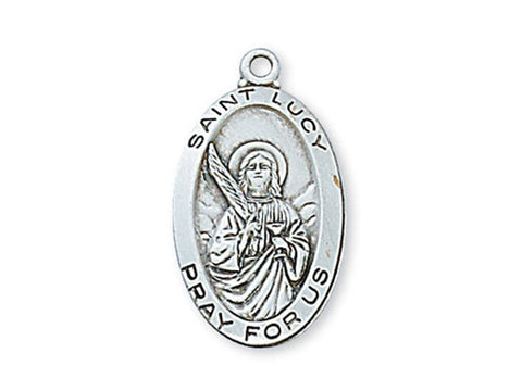 Sterling Silver St. Lucy with 18" Chain and Box