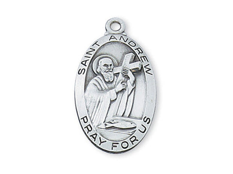 Sterling Silver St. Andrew with 24" Chain and Box