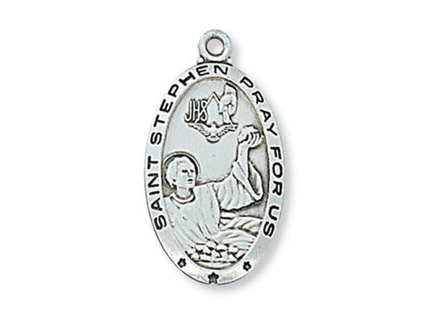 Sterling Silver St. Stephen with 24" Chain and Box