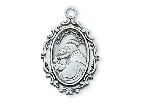 Sterling Silver St. Anthony with 18" Chain with Box