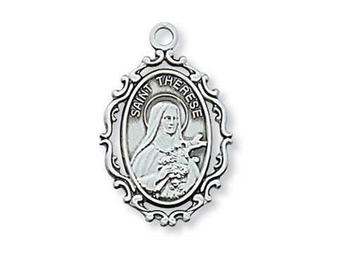 Sterling Silver St. Therese with 18" Chain and Box