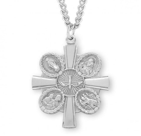 4 Way Cross, Sterling Silver with Chain