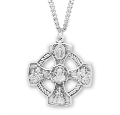 5 Way Cross, Sterling Silver with Chain