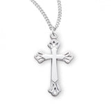 Cross Pendant with Fancy Tips, Sterling Silver with Chain