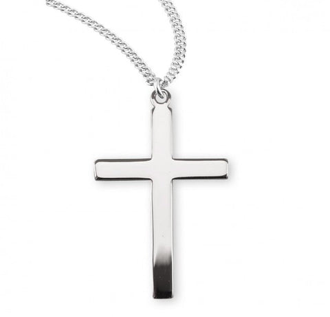 Cross Pendant Plain, Sterling Silver with Chain