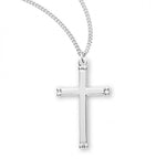 Cross Pendant with Beaded Ends, Sterling Silver with Chain