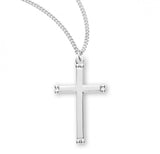 Cross Pendant with Beaded Ends, Sterling Silver with Chain