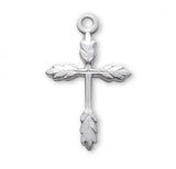 Cross Pendant Wheat Design, Sterling Silver with Chain