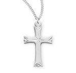 Cross Pendant Etched, Sterling Silver with Chain