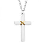 Cross Pendant Two Tone, Sterling Silver with Chain