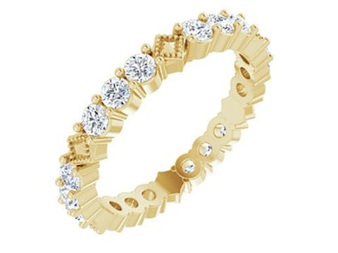 14K Yellow Gold Natural Diamond Stackable Eternity Band