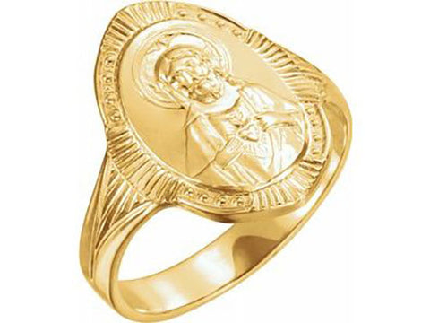 14K Yellow Gold Sacred Heart of Jesus Ring 