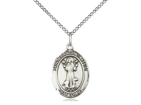 St. Francis of Assisi Medal, Sterling Silver, Medium, Dime Size 