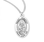 St. Timothy Pendant Oval Sterling Silver with Chain