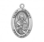 St. Timothy Pendant Oval Sterling Silver with Chain