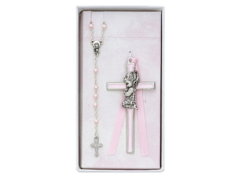 Girl's Cross & Rosary Set