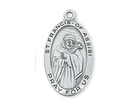Sterling Silver St. Francis with 24" Chain and Box