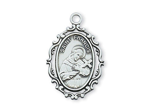 Sterling Silver St. Francis with 18" Chain with Box