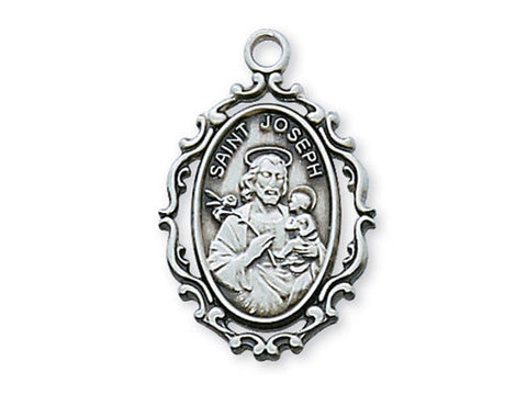 Sterling Silver St. Joseph with 18" Chain and Box